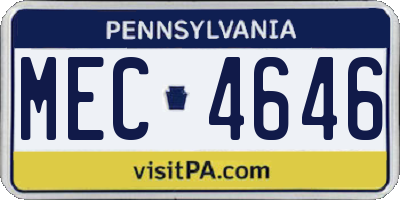 PA license plate MEC4646