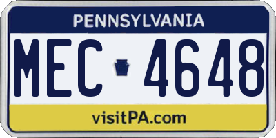 PA license plate MEC4648