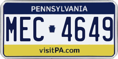 PA license plate MEC4649