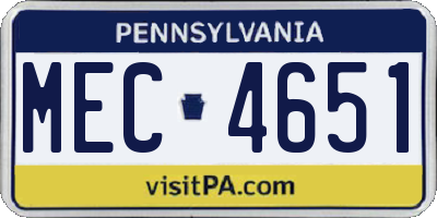 PA license plate MEC4651
