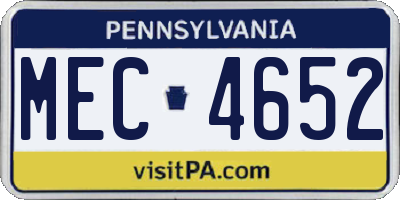 PA license plate MEC4652