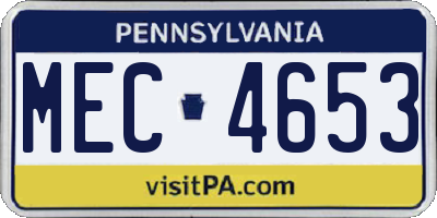 PA license plate MEC4653