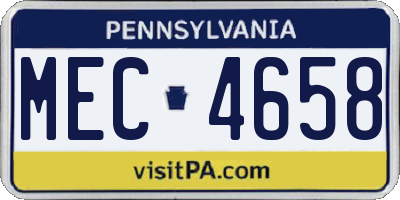 PA license plate MEC4658