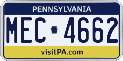 PA license plate MEC4662