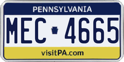 PA license plate MEC4665