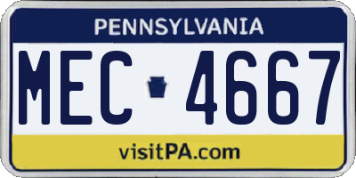 PA license plate MEC4667