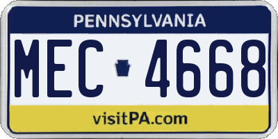 PA license plate MEC4668