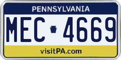 PA license plate MEC4669