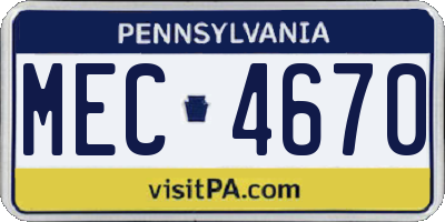 PA license plate MEC4670