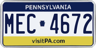 PA license plate MEC4672
