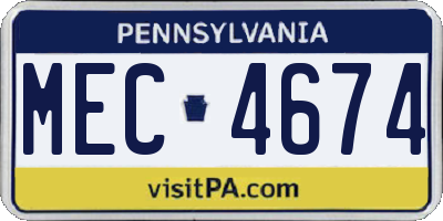 PA license plate MEC4674
