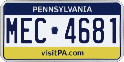 PA license plate MEC4681