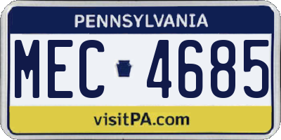 PA license plate MEC4685