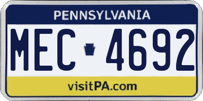 PA license plate MEC4692