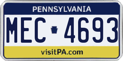 PA license plate MEC4693