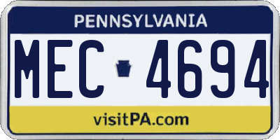PA license plate MEC4694