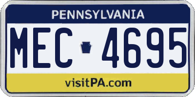 PA license plate MEC4695
