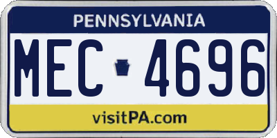 PA license plate MEC4696