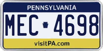 PA license plate MEC4698