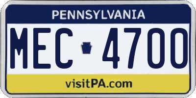 PA license plate MEC4700