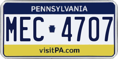 PA license plate MEC4707