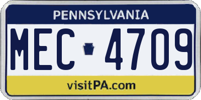 PA license plate MEC4709