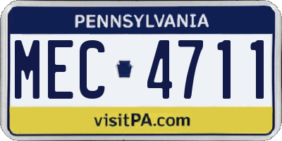 PA license plate MEC4711