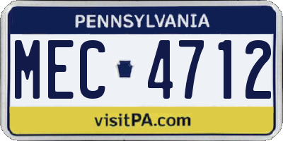 PA license plate MEC4712