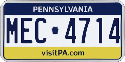 PA license plate MEC4714
