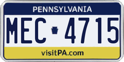 PA license plate MEC4715