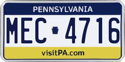 PA license plate MEC4716