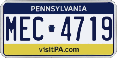 PA license plate MEC4719