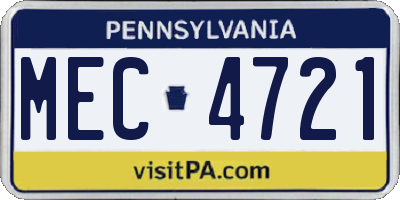 PA license plate MEC4721