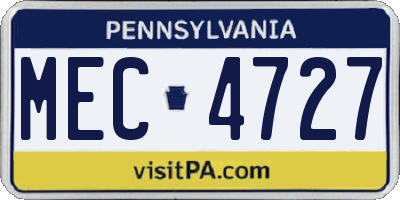 PA license plate MEC4727
