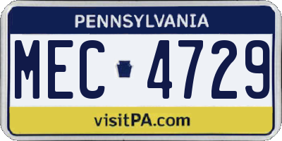 PA license plate MEC4729