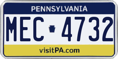 PA license plate MEC4732