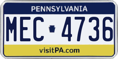PA license plate MEC4736