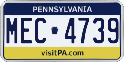 PA license plate MEC4739