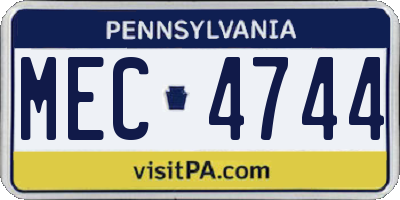 PA license plate MEC4744