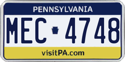 PA license plate MEC4748