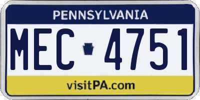 PA license plate MEC4751