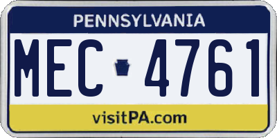 PA license plate MEC4761