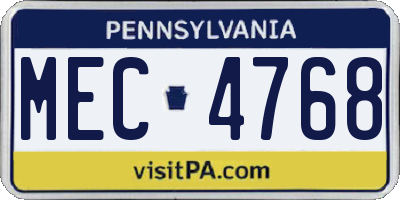 PA license plate MEC4768