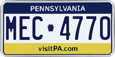 PA license plate MEC4770