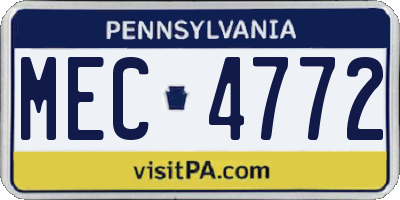 PA license plate MEC4772