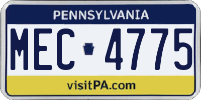 PA license plate MEC4775