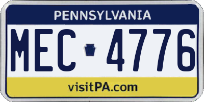 PA license plate MEC4776