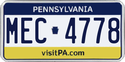 PA license plate MEC4778