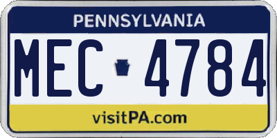 PA license plate MEC4784