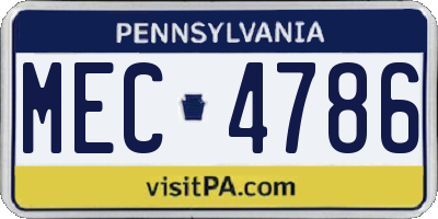 PA license plate MEC4786